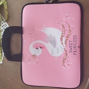 Laptop or Tablet Bag 13×9.5 Pink with black Lining.